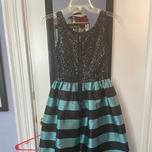 Anthropologie Teal and Black Sequin Party Dress - Picture 2 of 4